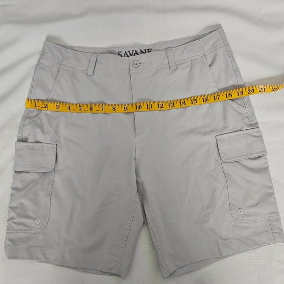 SAVANE Men's Light Gray Relaxed Fit Cargo Shorts Size 32 - Picture 10 of 12